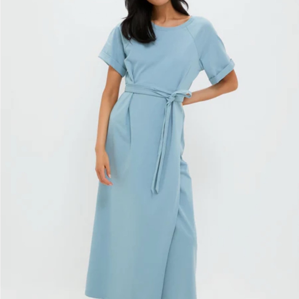 Tuckernuck Light Blue Belted Midi Dress